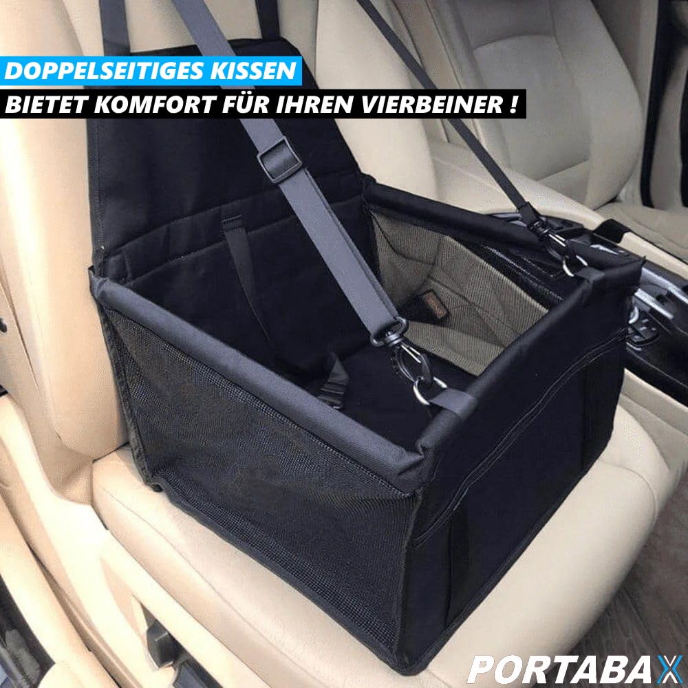 PORTABAX Tiertransportbox Auto Hundetasche Haustier Hund Katze Tragetasche Transporttasche für Autositz schwarz