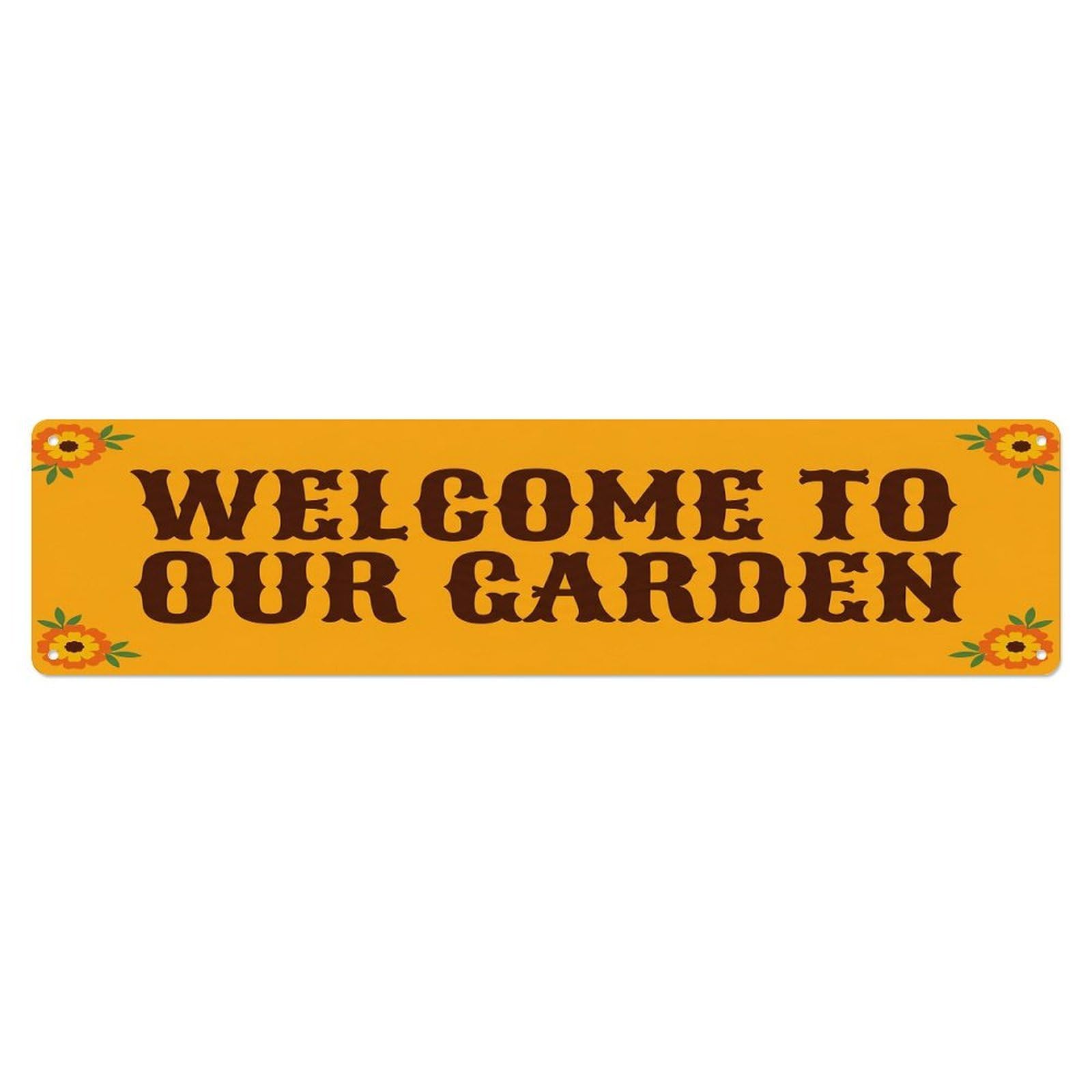 Vintage Welcome to Our Garden Marigold Metal Tin Sign