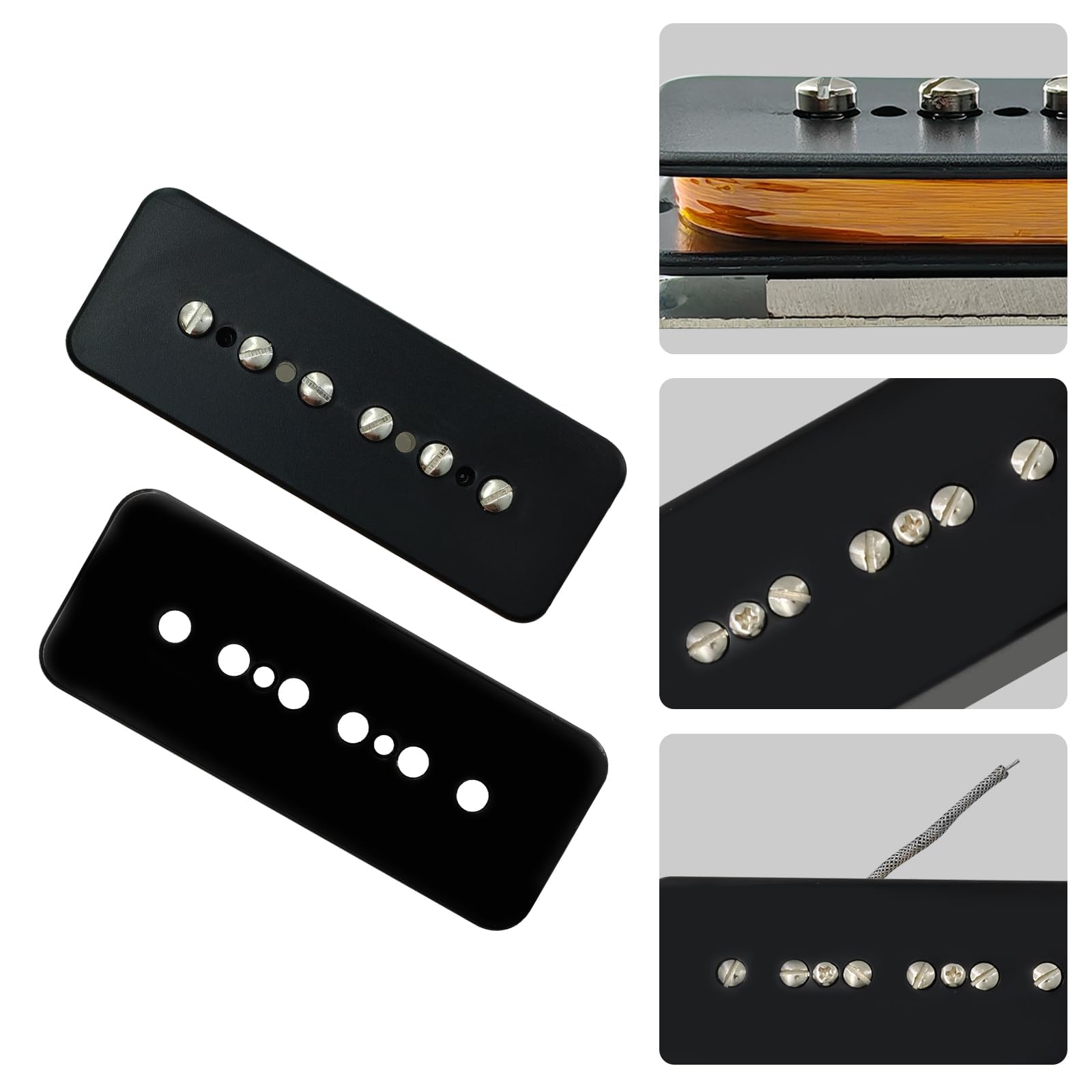 Pro P90-BLA High Output Alnico 5 P90 Soapbar Single Coil Pickup do LP SG Zestaw przetworników do gitary elektrycznej na szyję i mostek, czarny