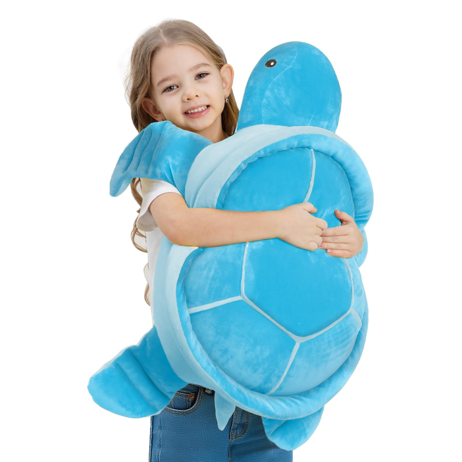 Dalmao 70 cm Blue Large Turtle Cuddly Toy, Soft Sea Turtle Plush Toy Cushion, Jumbo Turtle Stuffed Toy for Cuddling, Cute Sleeping Pillow, Gift for Children, Girls, Boys — image 1