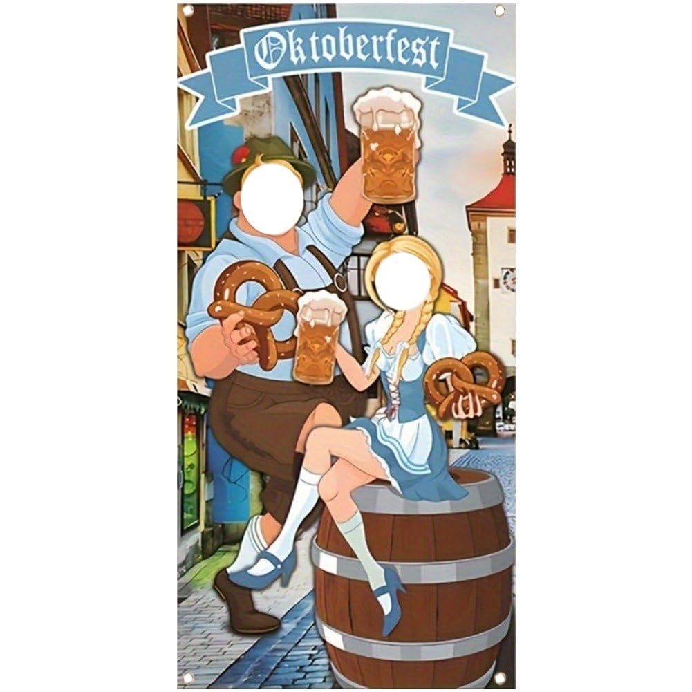 Ppmter Oktoberfest Party Decorations German Oktoberfest Photo Prop Backdrop Couple Photo Banner Background for Bavarian Beer Festival Party Supplies