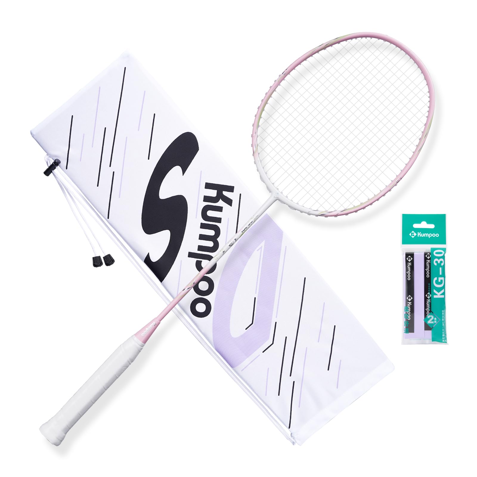 KUMPOOProfessional Badminton Racket Lightweight Badminton Racquet, Carbon Fiber Badminton Racket Set with Grip&Bag, Pro Badminton Racket with High Tension for Training Games Outdoor, DS Series