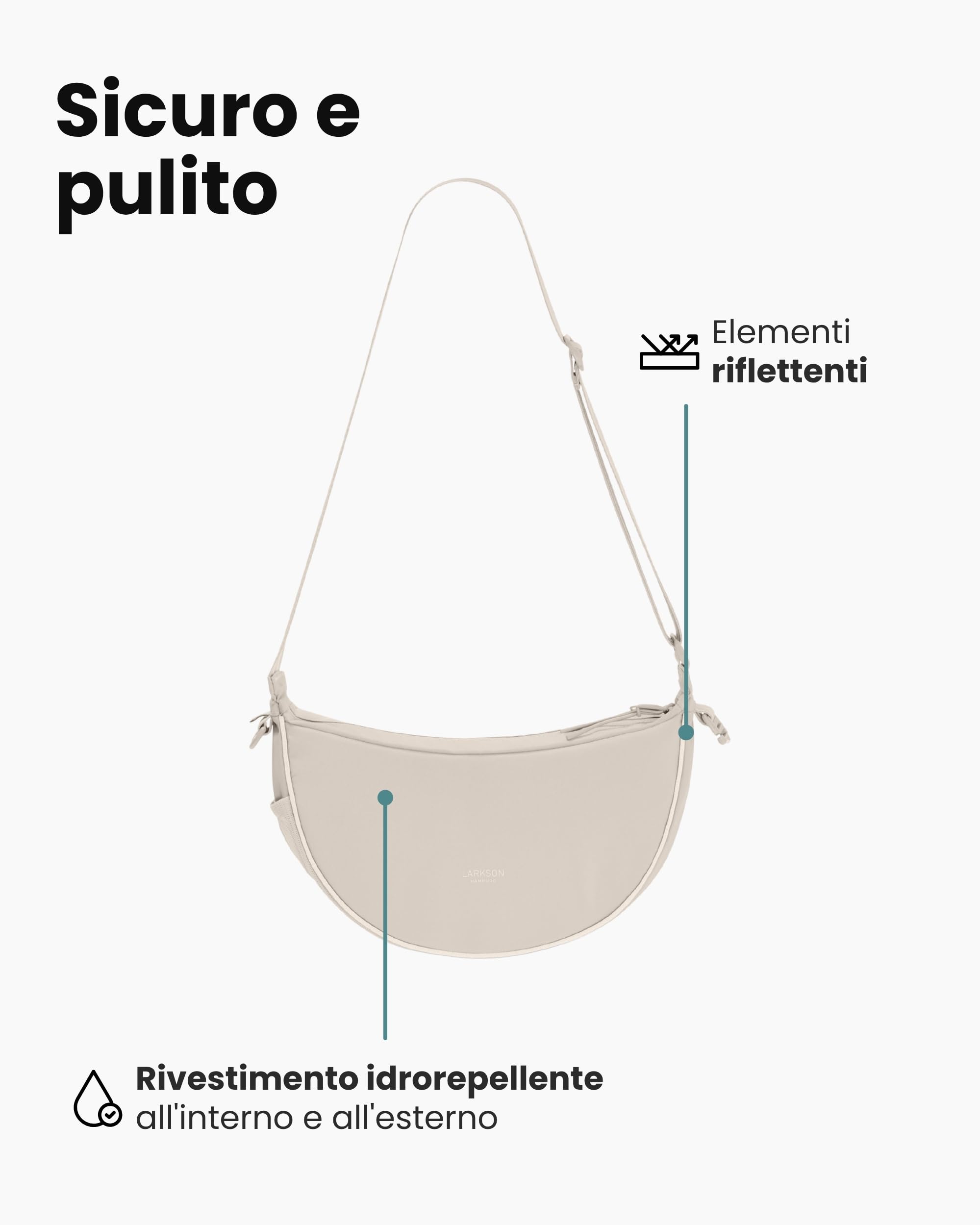 LARKSON Half Moon Bag Borsa per Cani Beige - Fiete - Sacchetti per Addestramento Cani - Tasca Porta Snack con Dispenser di Sacchetti per i Bisogni - Borsa Riflettente per Passeggiate - Idrorepellente