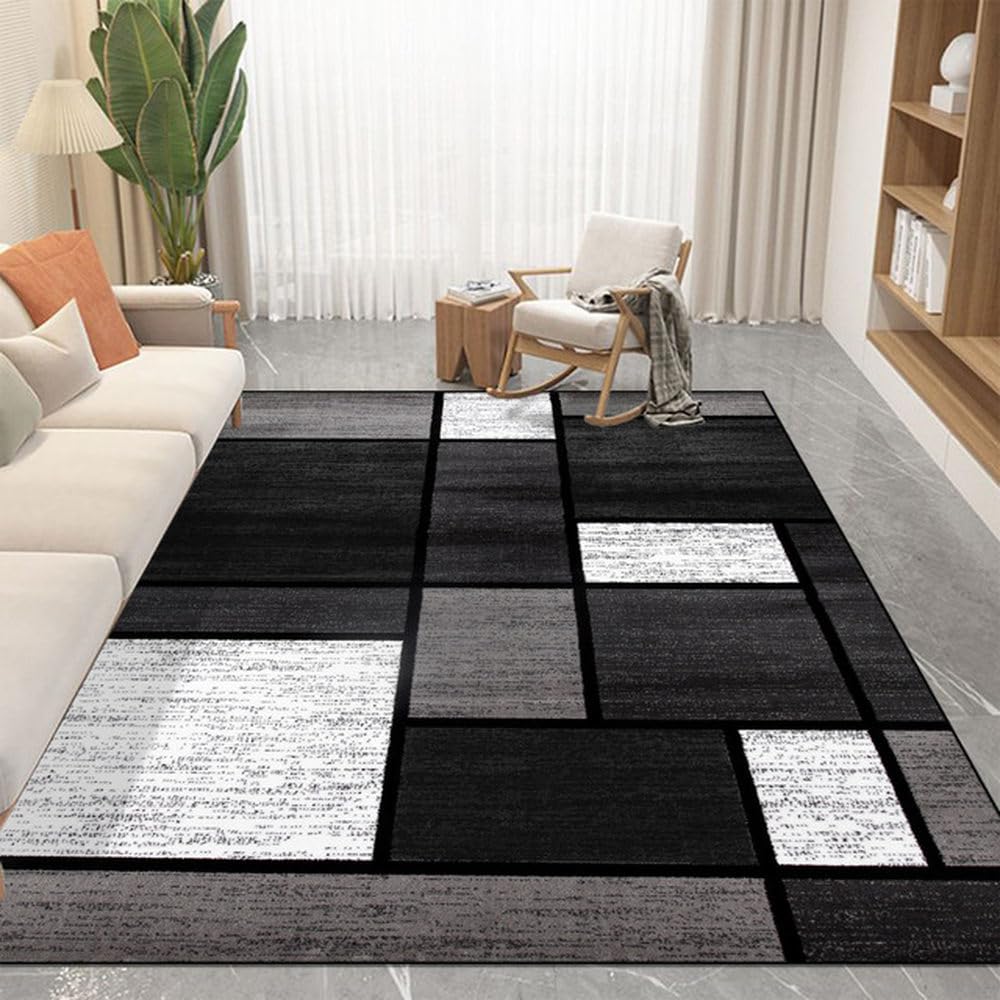Tapis géométrique flanelle douce pour grand salon moderne