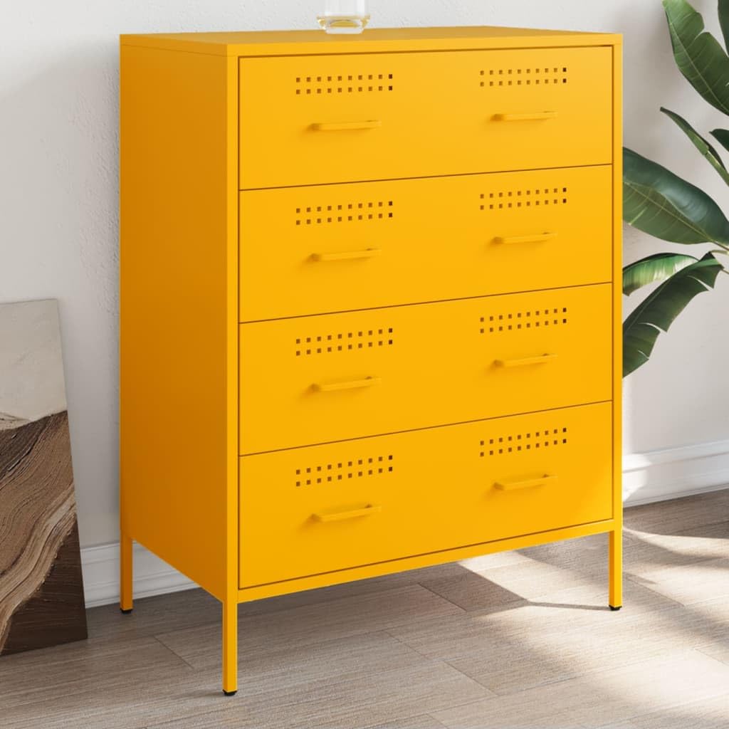 Aparador de acero mostaza mueble bufé industrial de diseño limpio
