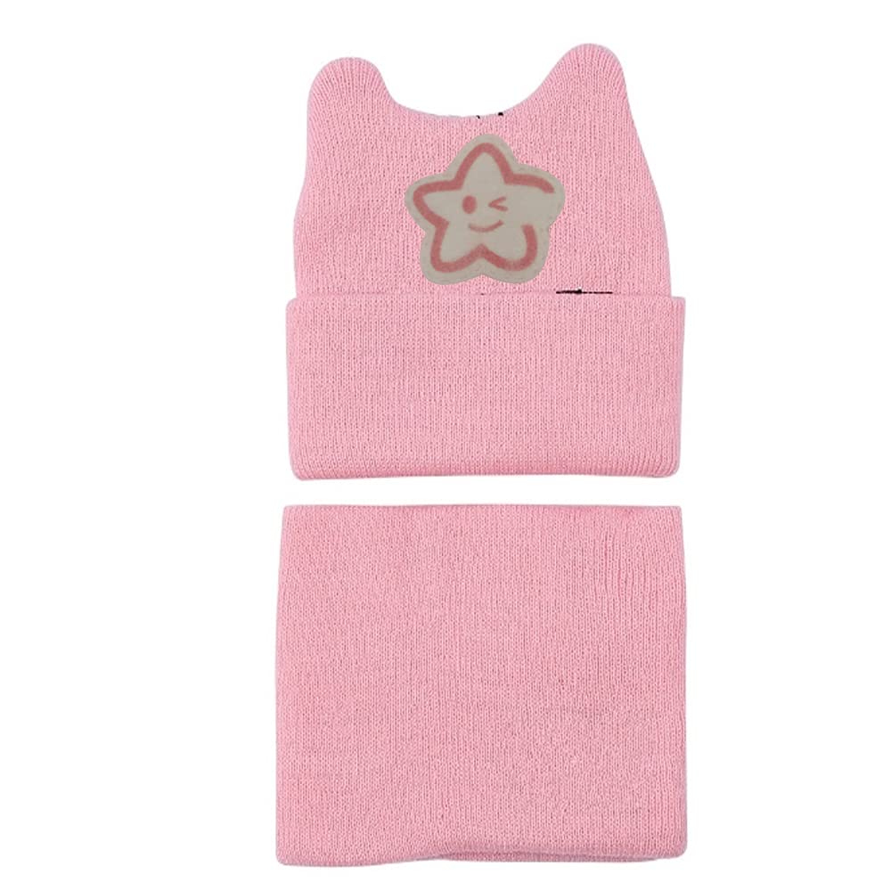 JMP Combo of Kids Star Design Baby Winter Hat Warm Woolen Knit Hats & Neck Warmer Set (Pink,1-3 Years)-image-29