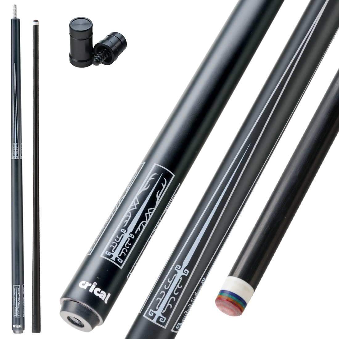 CRICAL Carbon Fiber Pool Cue Stick 58" Billiard Cue Sticks Professional Low Deflection Pool Sticks with 3/8 * 8 Pin Joint and 12.5mm Tip