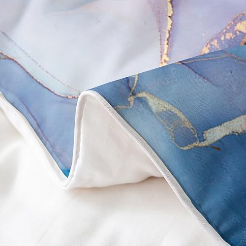 Miniatura 5 de Erosebridal Juego de funda de edredón 100% algodón orgánico rosa, azul y dorado, juego de ropa de cama de mármol colorido para jóvenes, funda de
