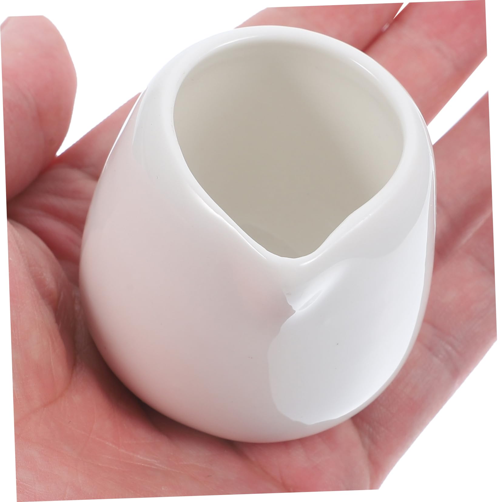 TOPPERFUN Elegant White Ceramic Milk Cup 4-piece Set Milk Spout for Dipping Sauce Gravy and Condiments