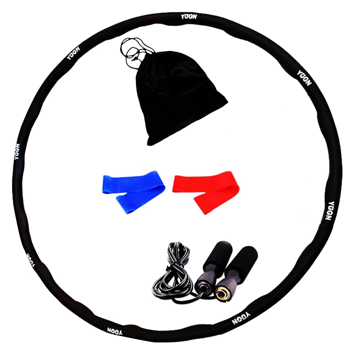 Vitality Hula Hoop Reifen Erwachsene Set 1.2KG - Enthält Springseil und 2 Widerstandsbänder und Tragetasche - Verbessert Fitness, Koordination & Flexibilität