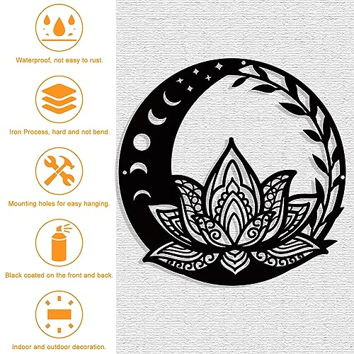 NBEADS Moon Phase Lotus Metal Wall Art Decor - Image 3