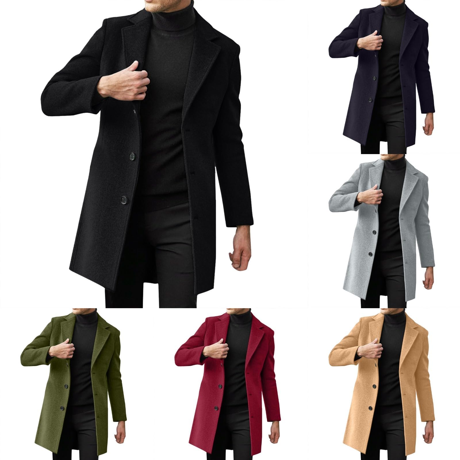 Manteau Chaud Pour Homme, Manteau d'hiver, Veste Pour Homme, Manteau Long, Coupe Ajustée, Manteau de Mi-saison, Gabardine d'hiver, Veste Longue Pour Homme, Confortable à Porter.