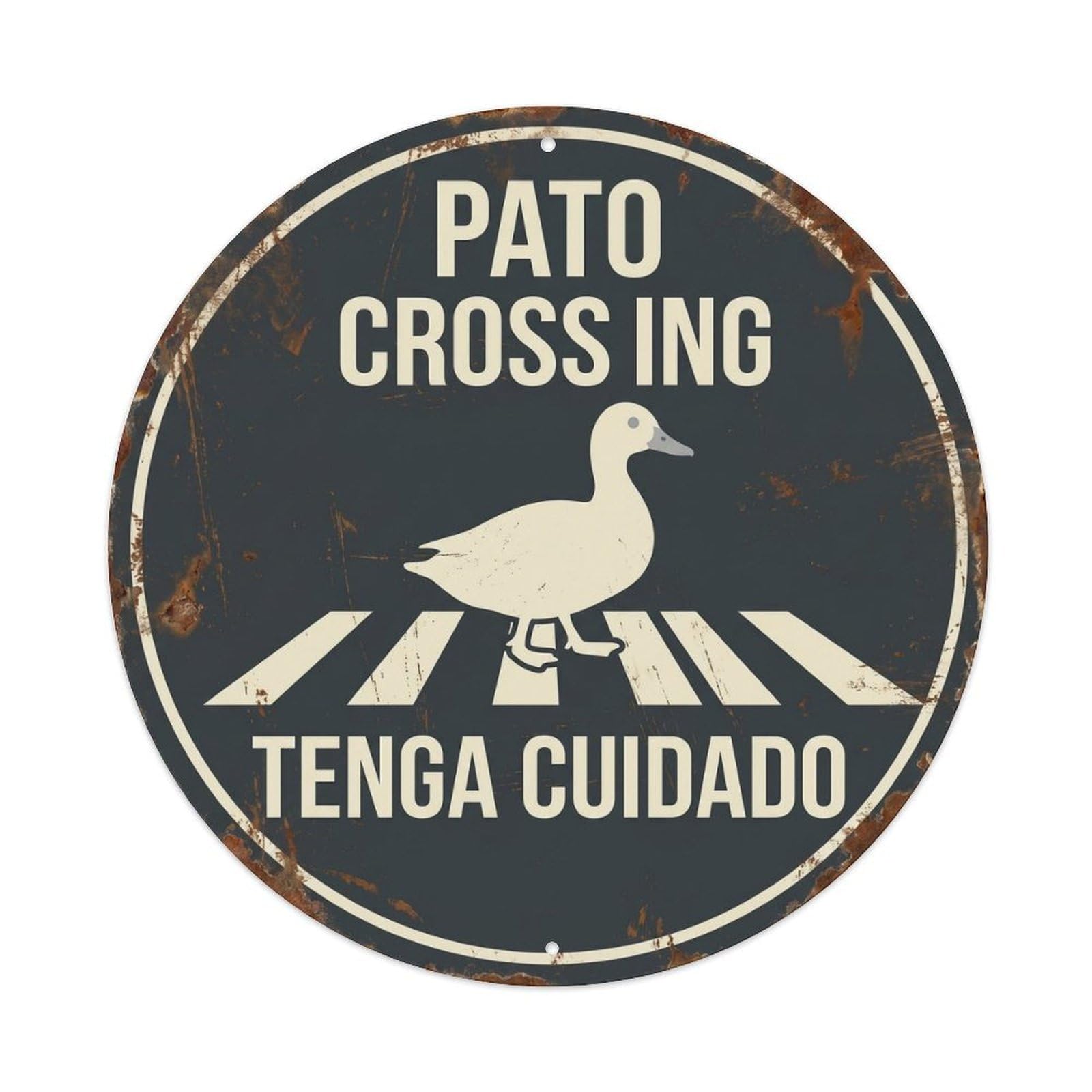 Metal Tin Sign Pato Crossing Tenga Cuidado