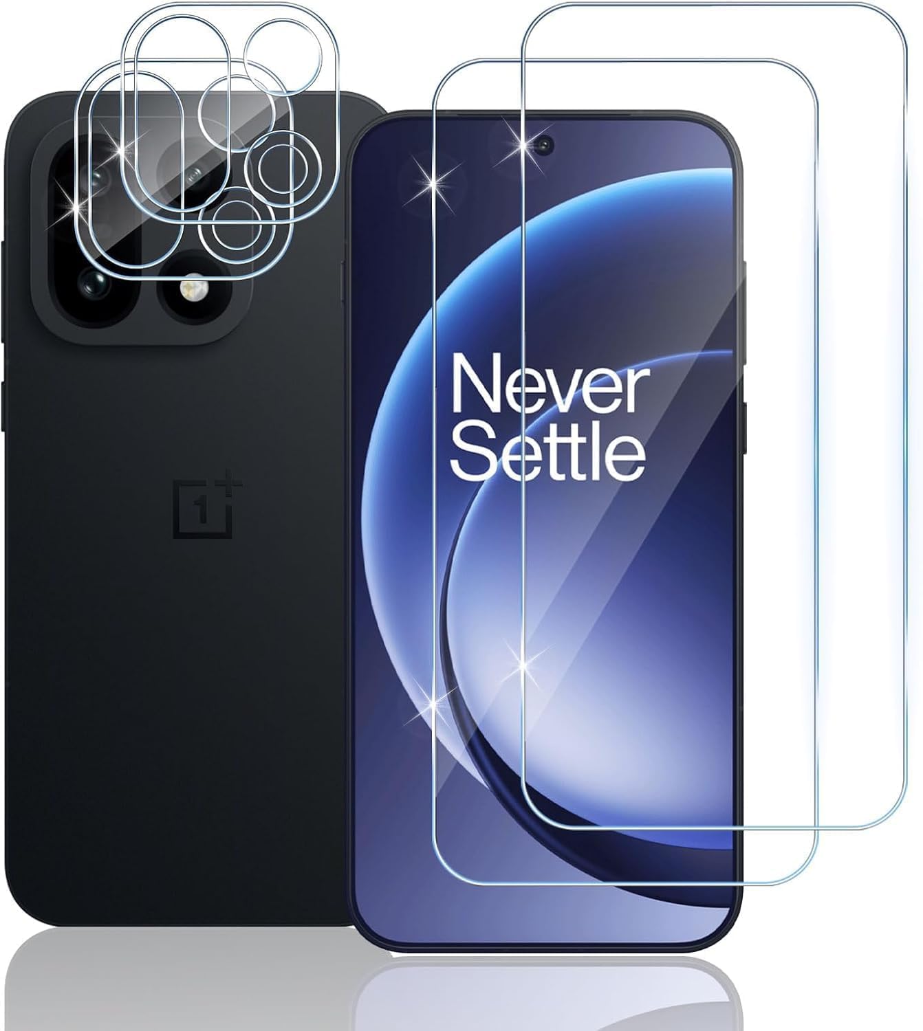 [2+2] For OnePlus 15 Screen Protection: 2 Pack 9H Hardness Tempered Glass Film HD Scratch-Resistant & 2 Pack Camera Lens Protectors - Superior Scratch Resistance Anti-Fingerprint Anti-Bubble