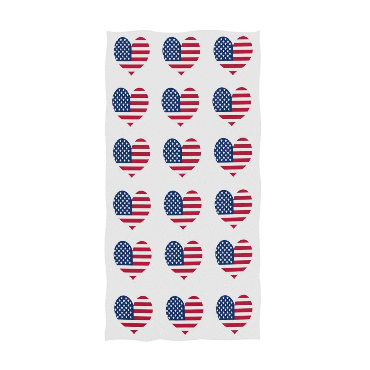 Naanle Chic America 4th July Independence Day Heart in USA Flag Soft Large Hand Towels for Bathroom, Hotel, Gym and Spa (16" x 30")