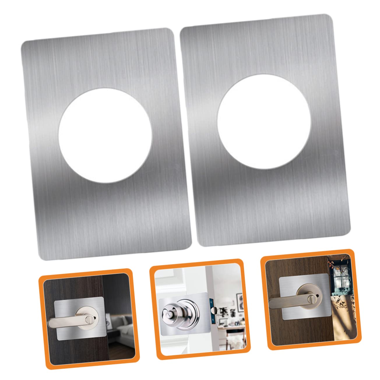 NUOBESTY 10 ensembles Pièce De Réparation De Serrure De Porte Plaque De Trou De Porte En Acier Renfort De Bouton De Porte Renfort De Serrure De Porte Plaques De Gâche Butée 2 pièces * 10