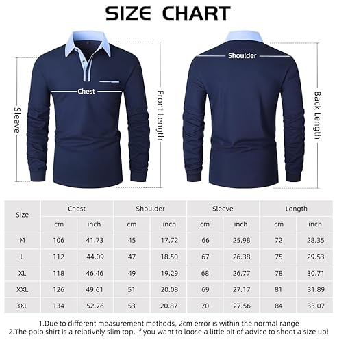 LIUPMWE LIUPMWE Poloshirt Herren Langarm Getäfelt T Shirts Männer Hemd T-Shirt Slim Fit Golf Sports,L,Blau-43 - Funktionsansicht 5 | TV | Video | Foto