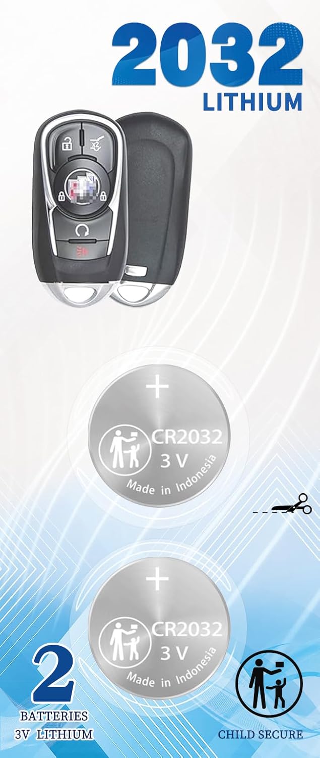 KKNCO 2Pack CR2032 Remote Key FOB Battery Replacement for Buick (20162021) Enclave