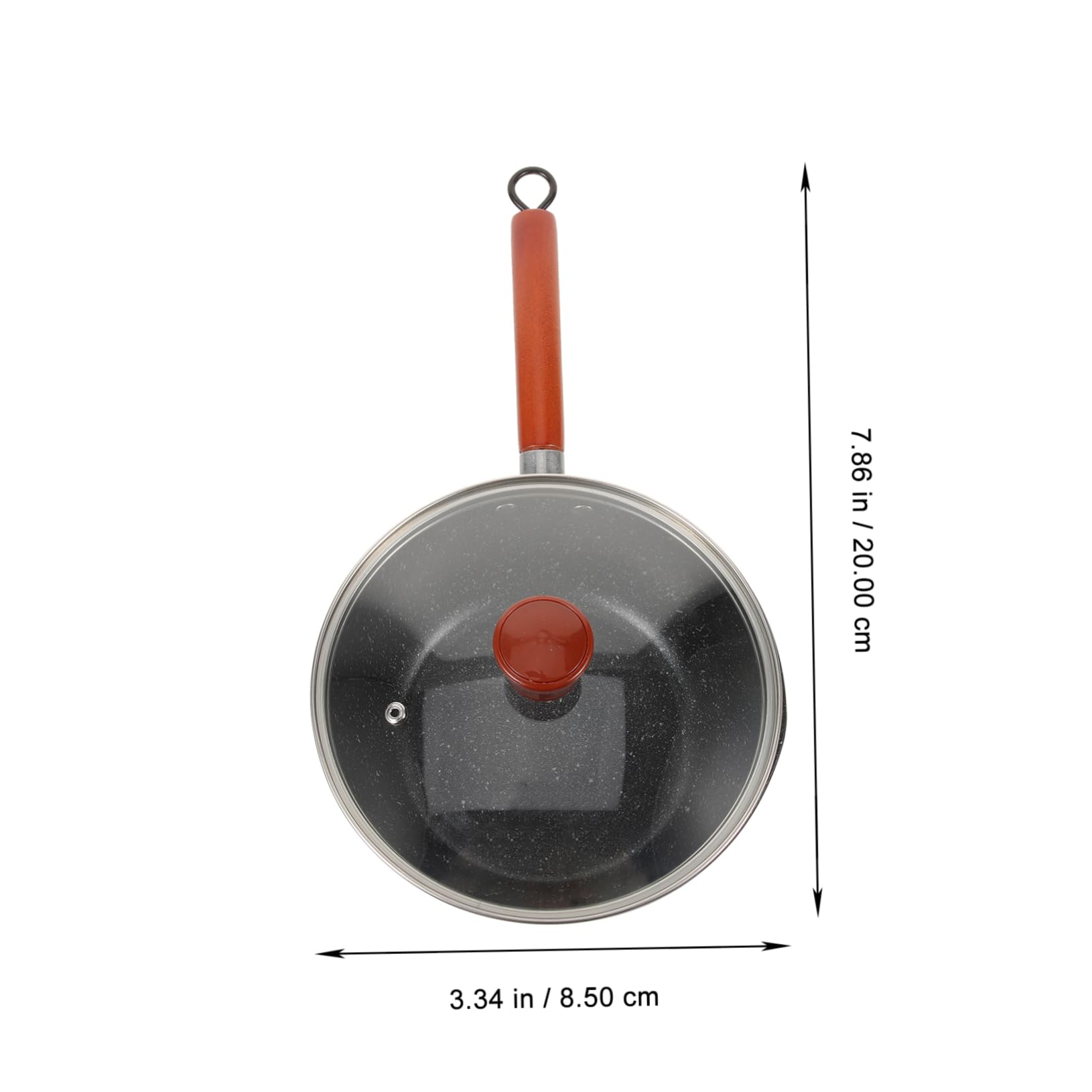 OKUMEYR Wood Handle Nonstick Pot with Lid Small Metal Warming Pot for Melting Cheese Lightweight Easy to Clean for Home and Outdoor Cooking