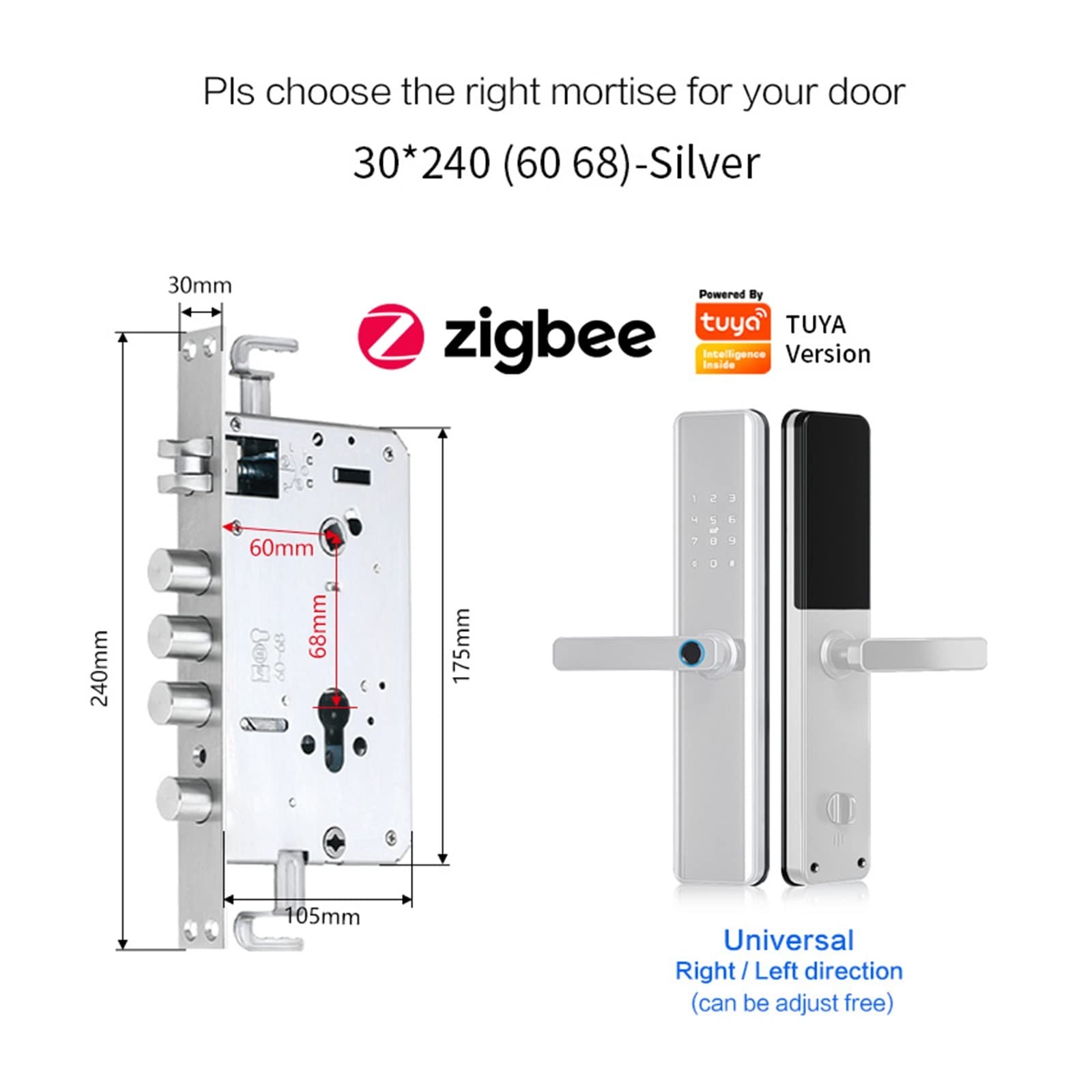 Fechadura Eletronic Tuya Serrature per porte Controllo vocale Impronta digitale biometrica Smart Entry Home Handle App Serratura intelligente Serrature per porte con impronta digitale, Serrature per
