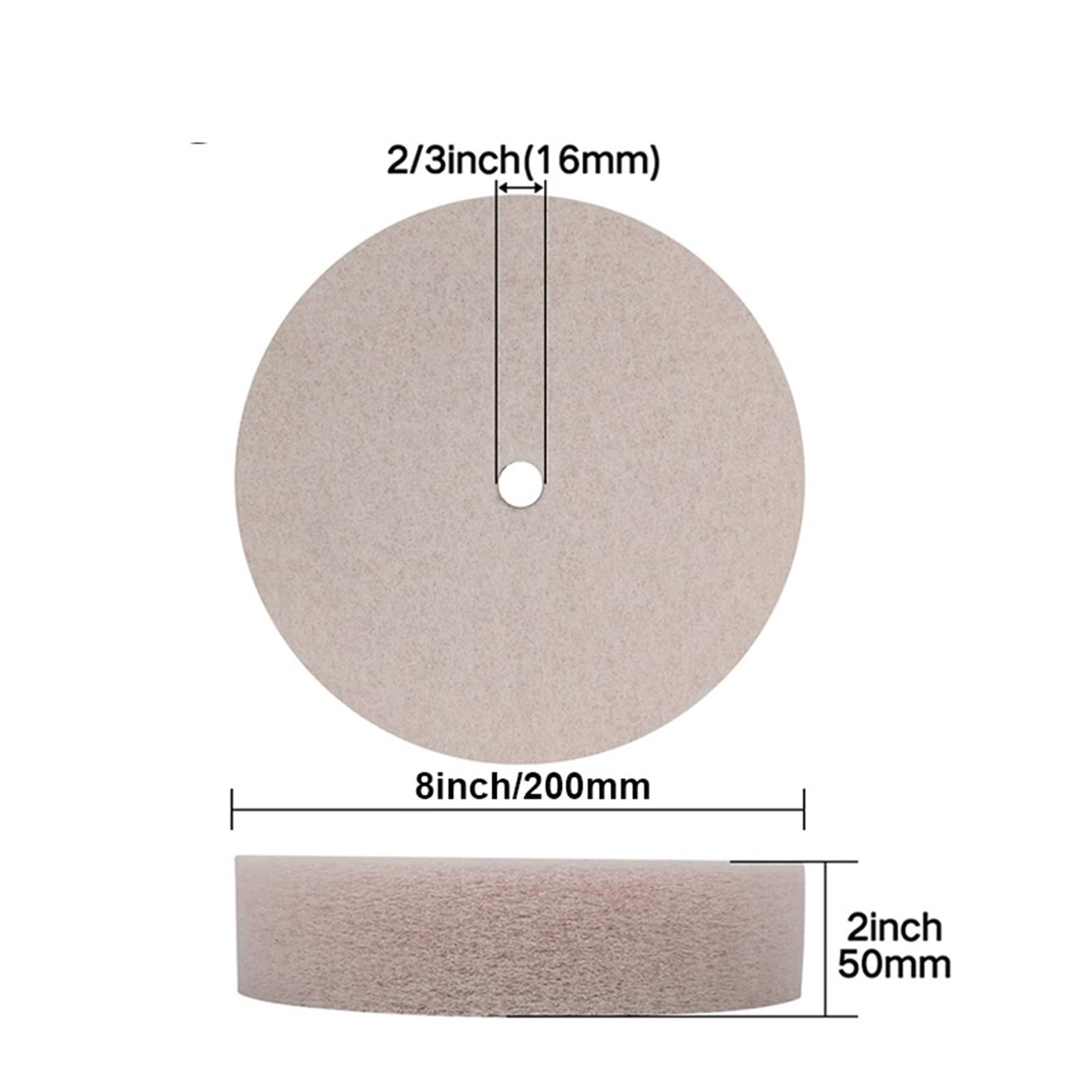 Disco de pulido fieltro 200 mm, almohadilla abrasiva, herramientas abrasivas, 150 x 50, grosor, apertura 16 wanglan