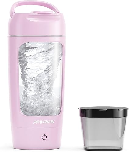 Botella mezcladora eléctrica de proteínas, mezclador de batidos de proteínas recargable por USB, con taza de almacenamiento de polvo, botellas de