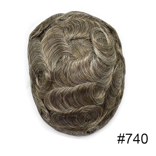 Miniatura 7 de Peluca de piel ultra fina para hombre, con línea de cabello natural, con bucle en V, invisible, con sistema de reemplazo de cabello humano, peluca