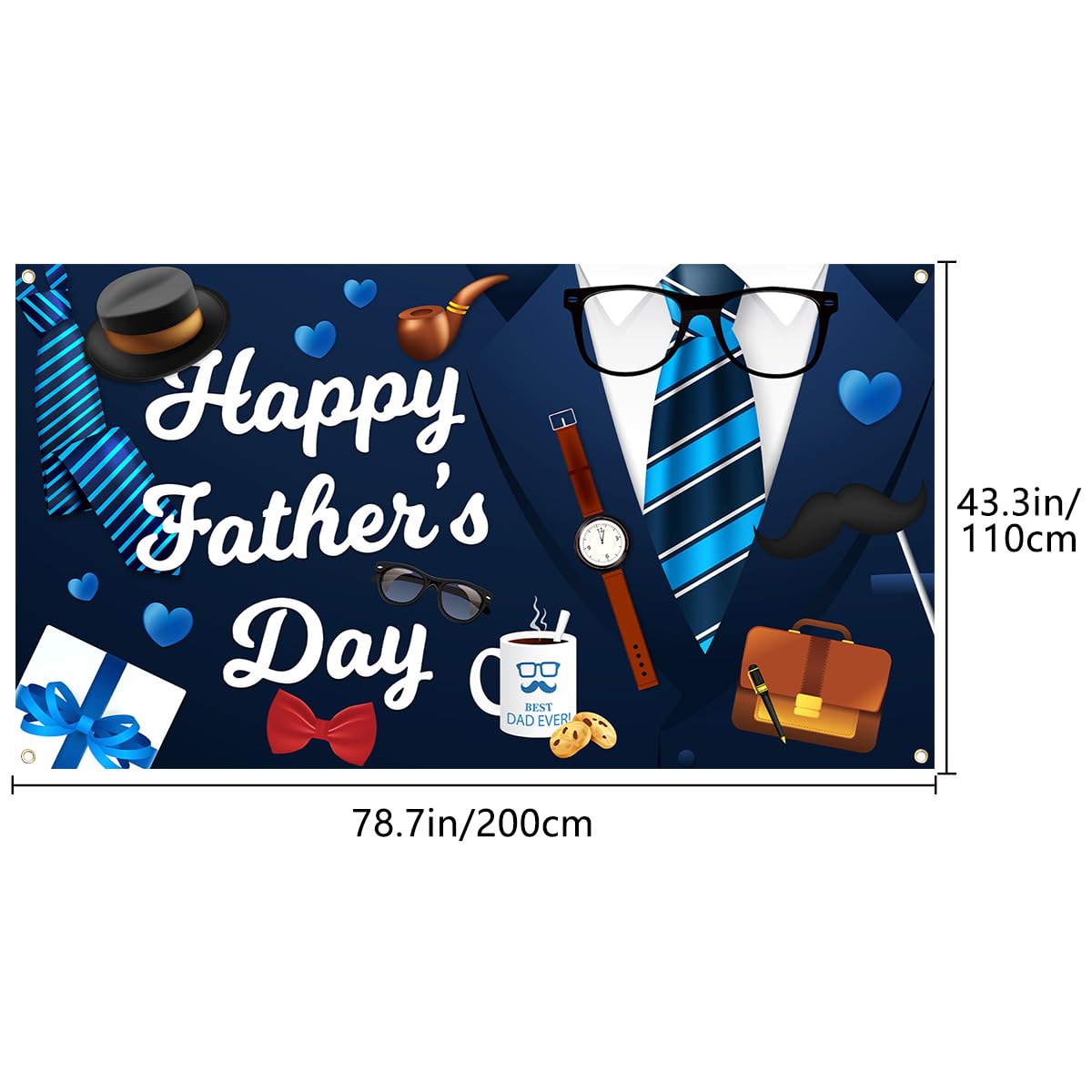 Happy Father's Day Banner – Dunkelblauer Anzug-Hintergrund, 78x43 Zoll