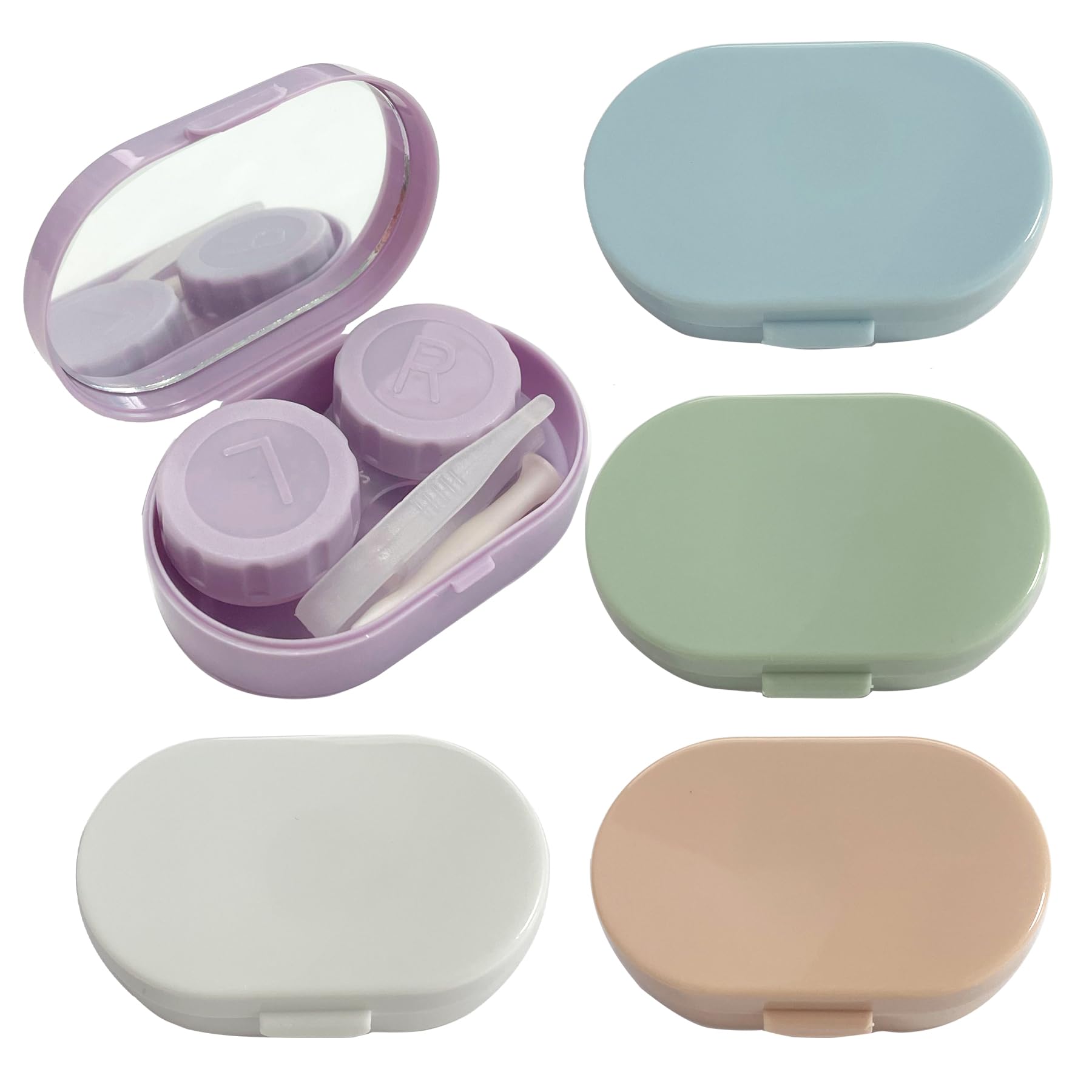 Howinn Contact Lens Case, Travel Size Cute Colored Contact Lenses Applicator Removal Tool Kit with Mirror for Daily Outdoor (5 Pack)