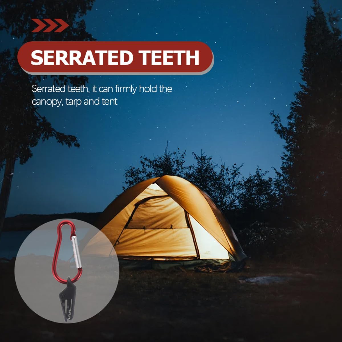 FRCOLOR 10pcs Tent Fixing Clips and Windproof Tarp Clamps with Carabiner Hooks, Outdoor Camping Tent Accessories Set for Tarp Securing and Shelter Stabilizing