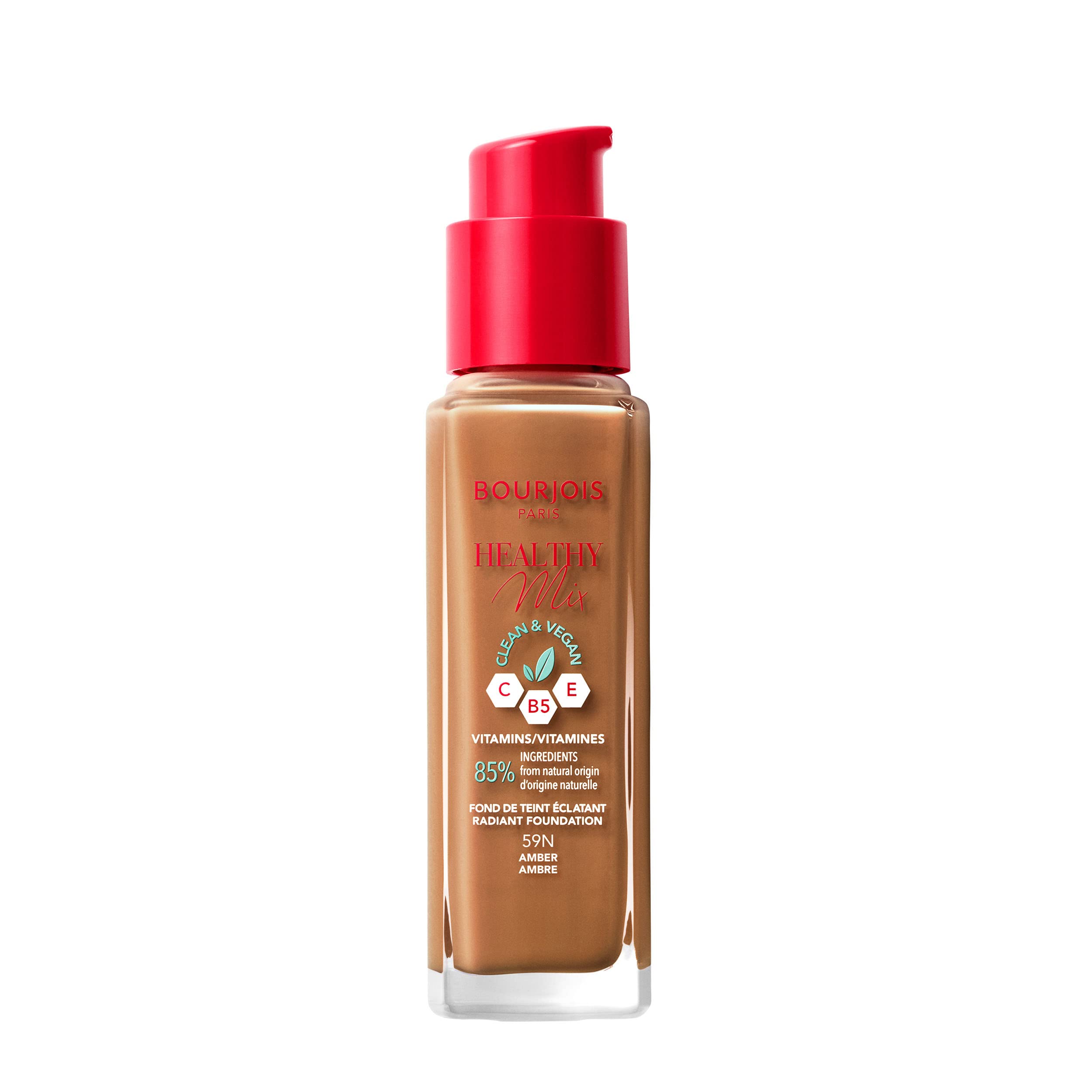 Healthy Mix Clean Foundation – Liquid Foundation, Vegan Formula, Makeup – 59N Amber, 30ml (1.1oz)