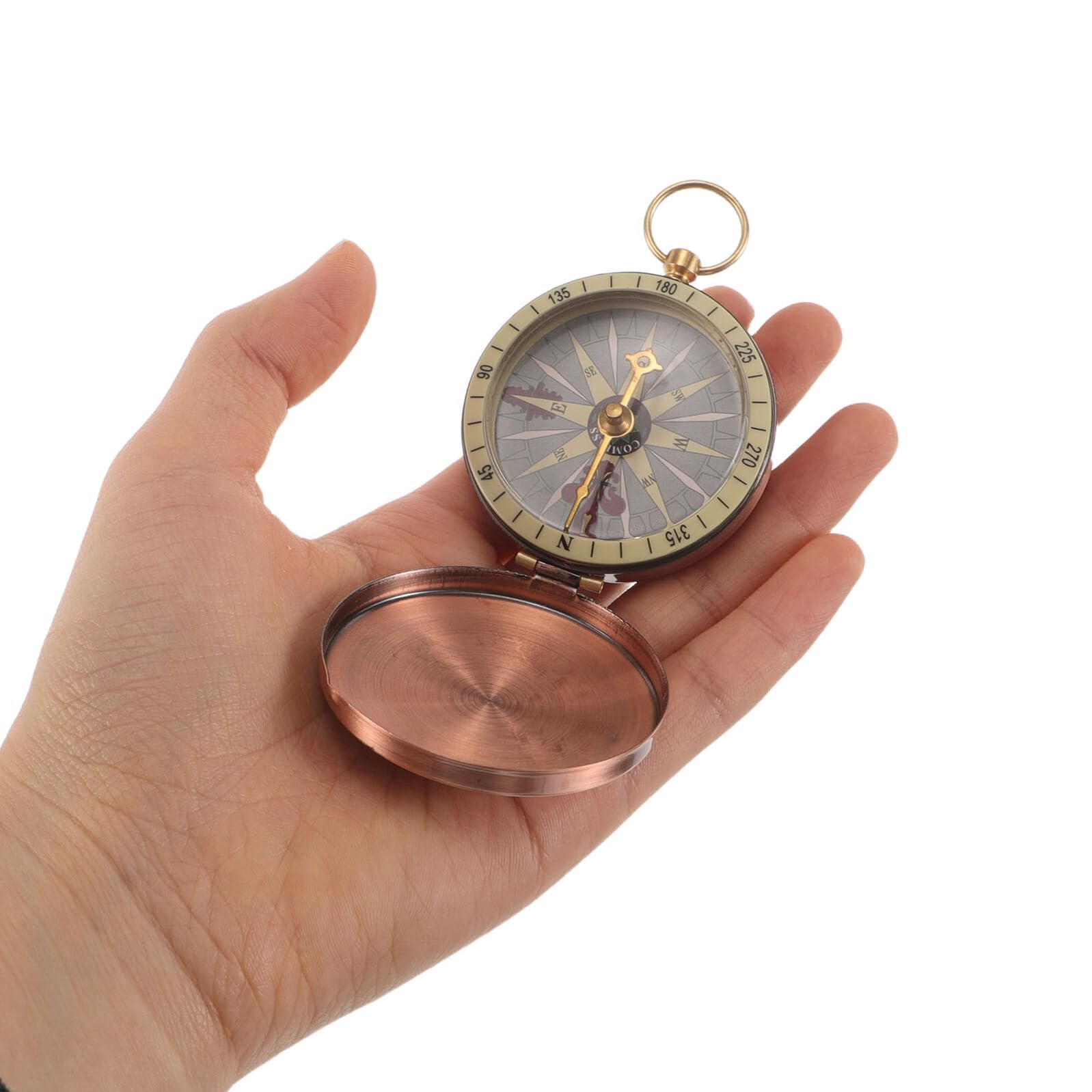 2piezas Brújula Vintage de Metal Brújula Retro de Reloj de Bolsillo con Tapa Abatible Herramienta de Orientación al Aire Accesorio Vintage para Camping Equipo de Senderismo