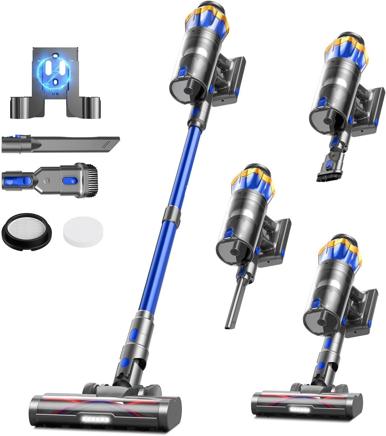 Close-up of the dsorupa cordless vacuum's V-shaped anti-tangle brush head.