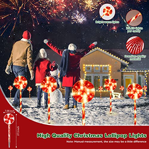 Christmas Lollipop Path Lights, Outdoor Christmas Decorations With 8 Lighting Modes, Waterproof Peppermint Candy Cane Led Light For Yard, Garden, 4Pc #TOP3
