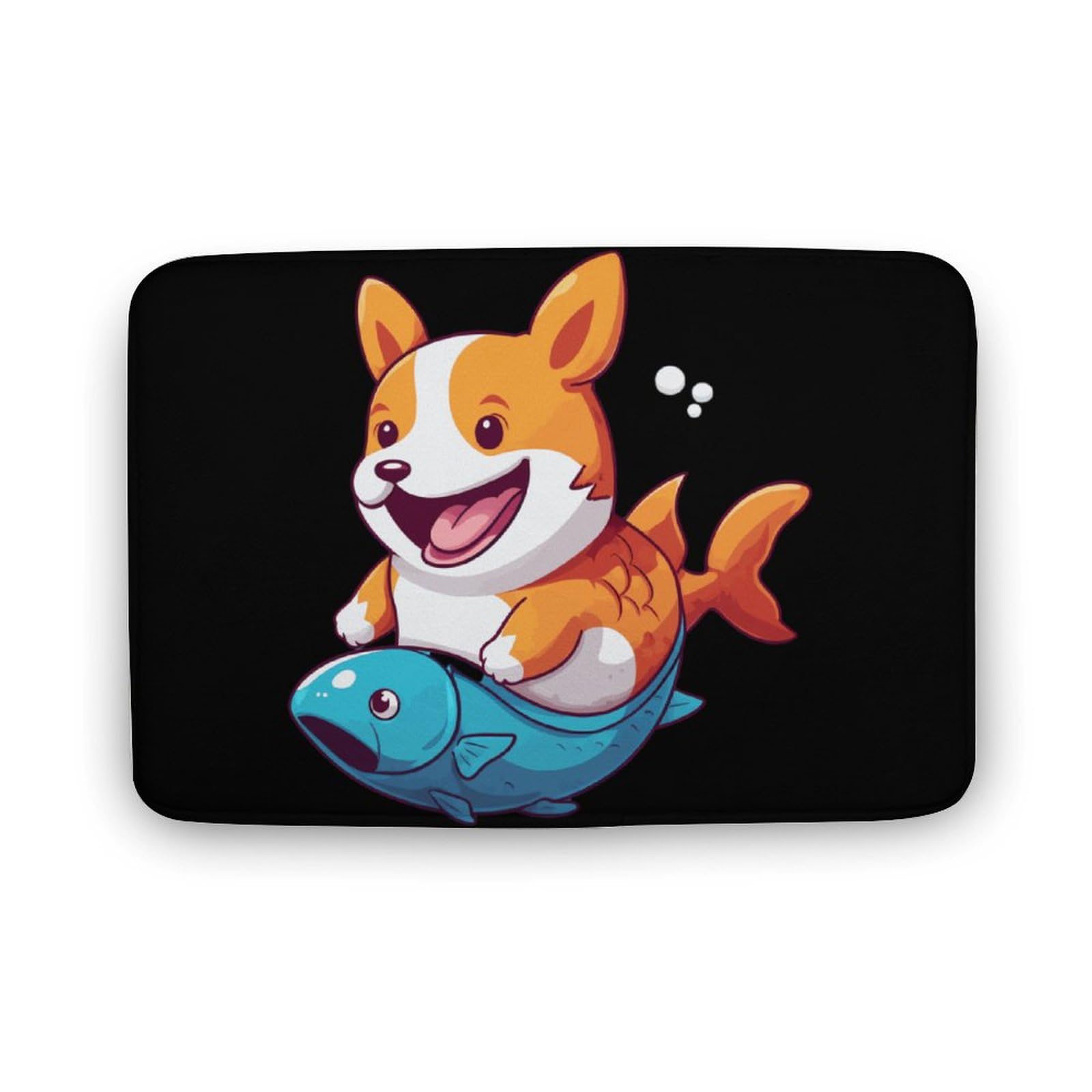 Funny Corgi Mermaid Coral Velvet Rugs Non-Slip Bathroom Rugs Soft Kitchen Rug Floor Carpet for Home Decor 15.7