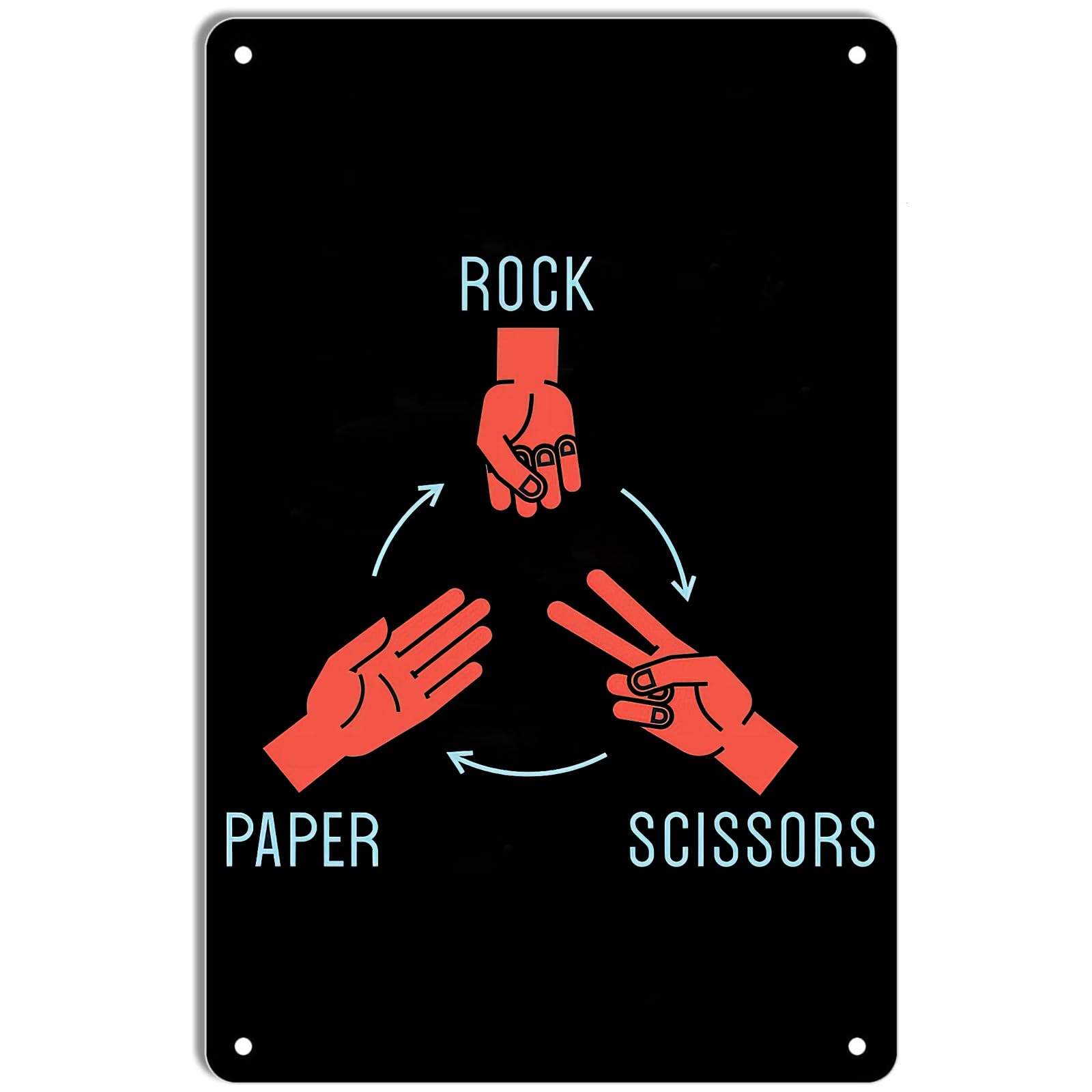 Kwqdozf As Pic Hand Games Rules Retro Metal Tin Sign Rock Scissors Paper Vintage Plaque Wa