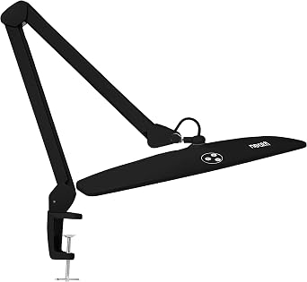 Neatfi Elite HD XL Desk Lamp 1,600 Lumens, 22 Wide Head, 6500K Daylight | Non-Polar Dimming, Adjustable | Office, Study & Home Workspace Black, Non-CCT with Clamp, 22 Inches