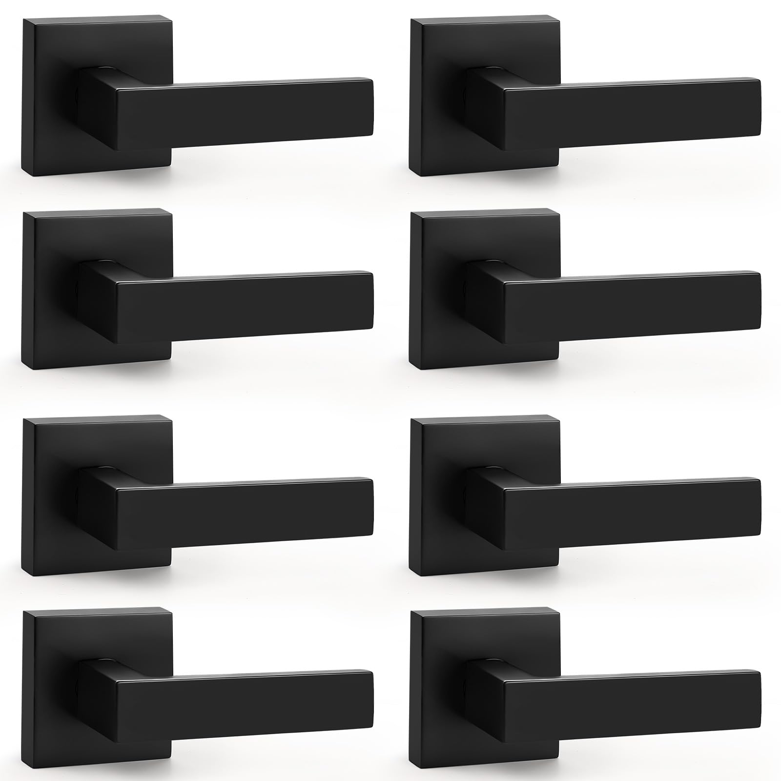 Probrico Palancas mitad simuladas color negro mate, asas interiores resistentes que no giran, reversibles para manejo izquierdo y derecho, paquete de 8 (paquete de contratista)