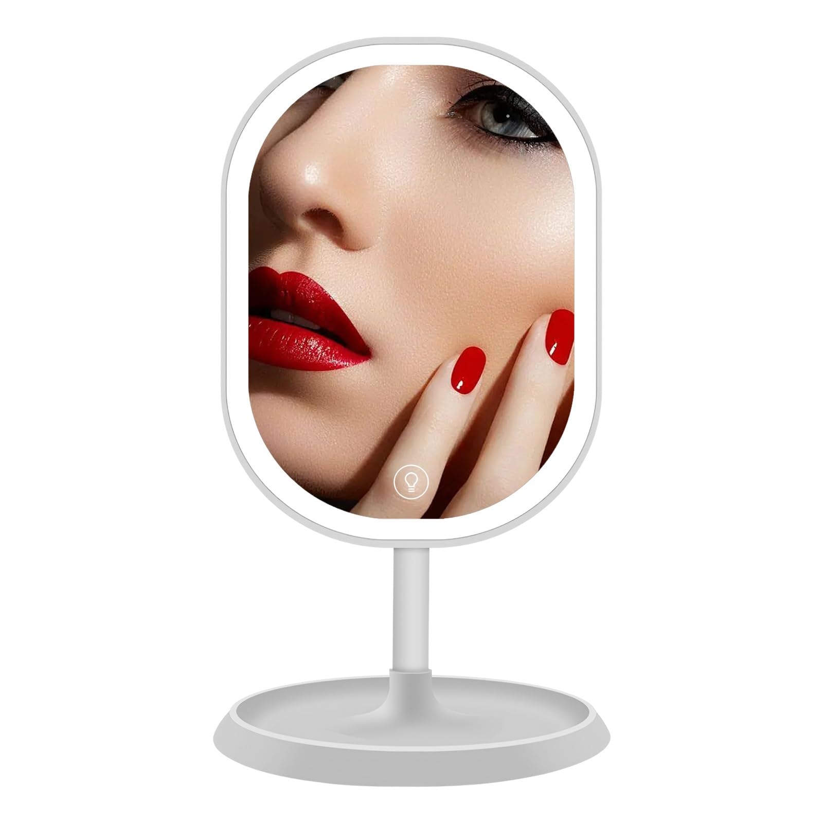 DELURA Specchio da Trucco con Luce LED Specchio Cosmetico Illuminato Portatile Specchio Makeup Professionale Touch Screen per Trucco Camera da Letto Rasatura e Viaggio (Color : W)