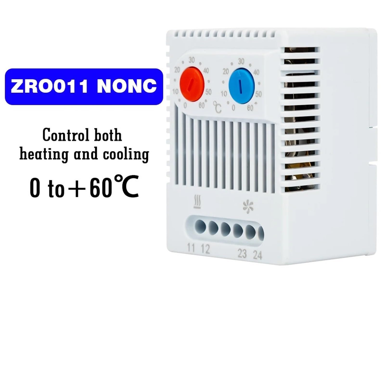 3 pezzi Regolatore di temperatura for armadietto su guida DIN Termostato industriale KTO011 KTS011 Termoregolatore meccanico da 0 a 60 gradi centigradi(ZR011 heat and Cool)