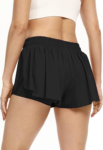 Miniatura 6 de Shorts deportivos fluidos para mujer gimnasio yoga entrenamiento correr sudor elastano falda de mariposa cómoda ropa de descanso verano