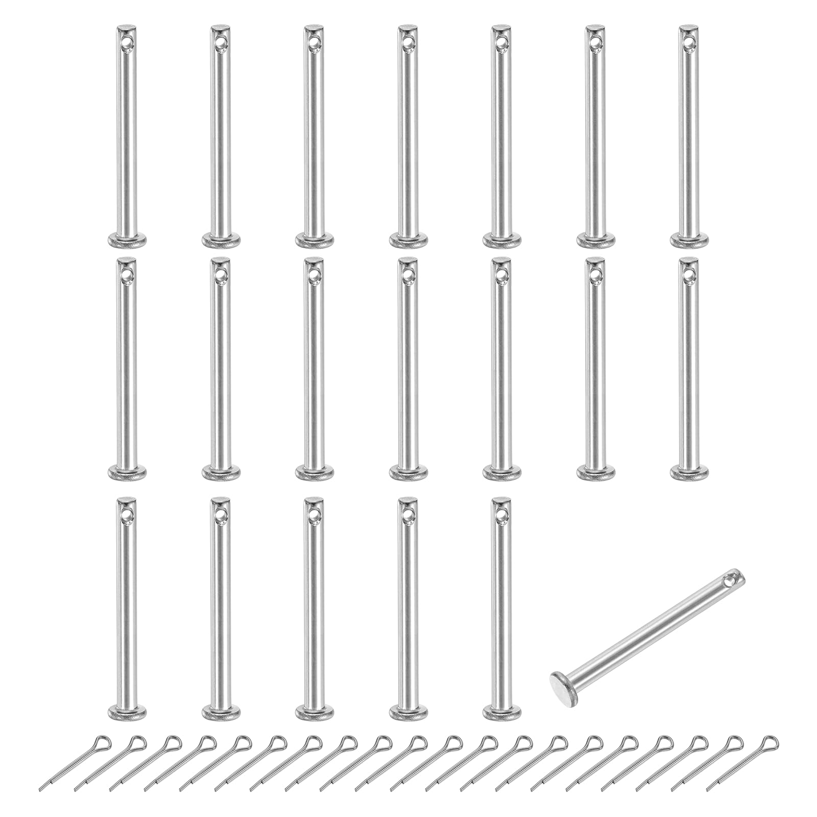 sourcing map 20Pcs M3x30mm Clevis Pins, 304 Stainless Steel Single Hole Flat Head Clevis Pin Hairpin Location Pin with Cotter Pins for Trailer Latch Mechanics Repair Furniture Installation
