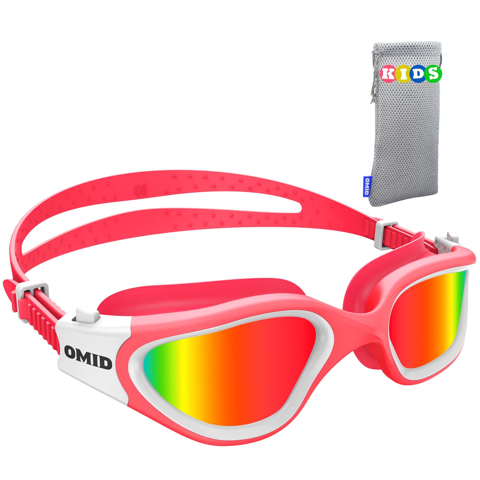 OMID Kids Swim Goggles, P2mini Polarized Swimming Goggles Comfortable for Age 6-14 (G1MINI-Pink-Red) — image 1