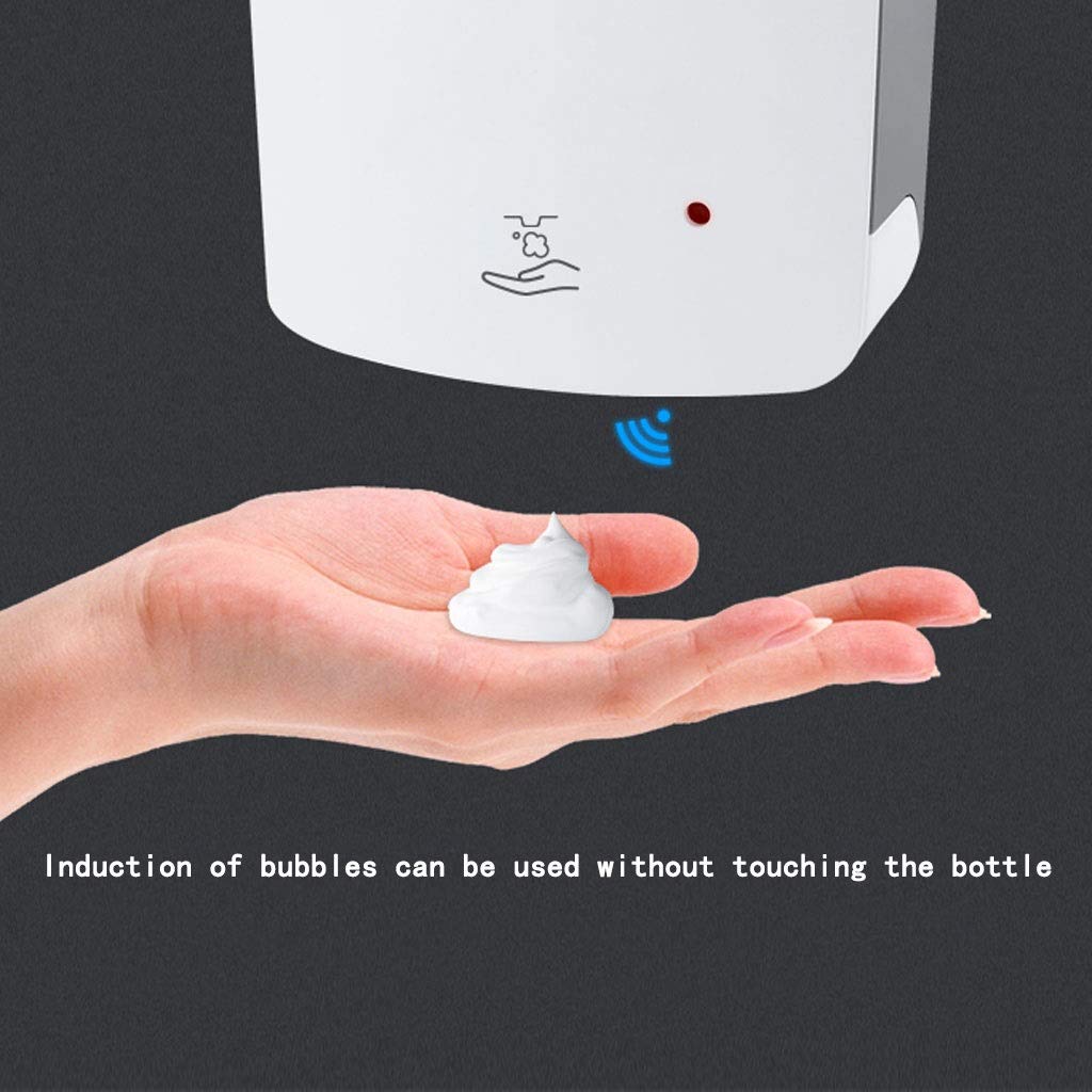 Dispenser per Sapone Liquido Senza Contatto Dispenser Sapone Grande capacità Parete Ingombrante Sapone Cucina Dispenser Albergo Bagno Bianco con Staffa con Vassoio Dosatore Sapone Ricaricabile