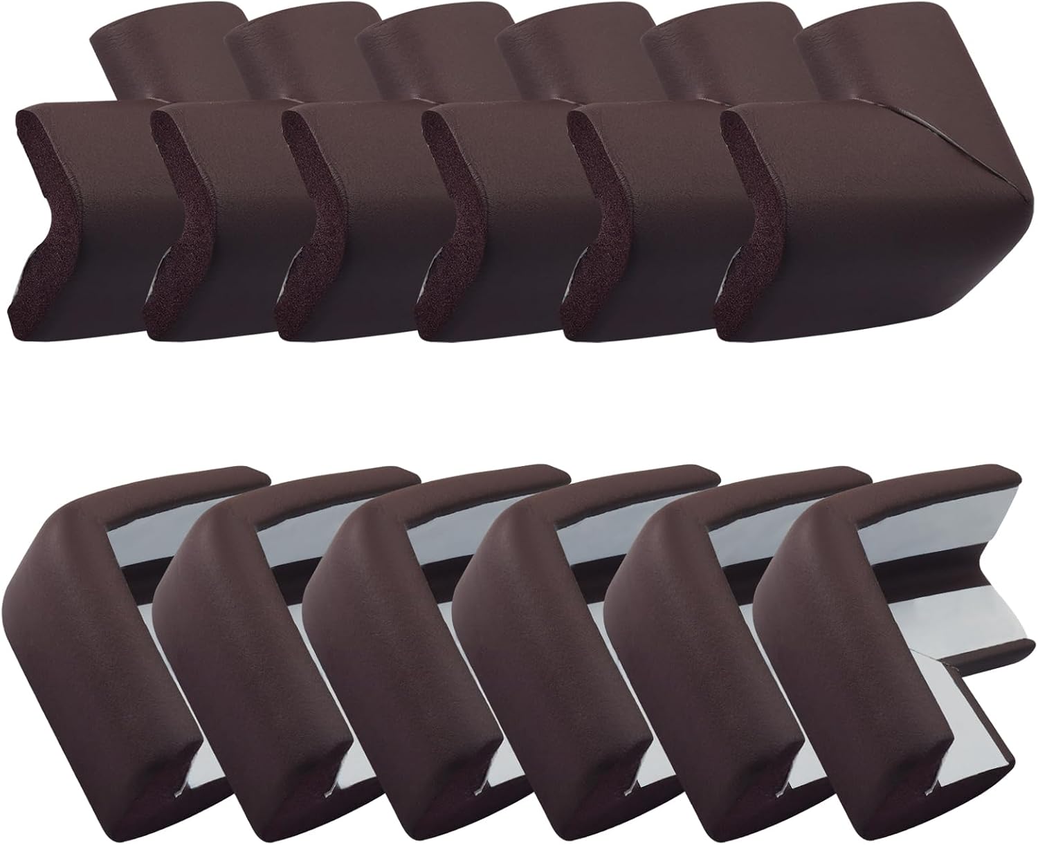 12 Pack Soft Corner Protector, Proofing Cushion for Furniture and Table Edges, Brown Rubber Safety Bumpers & Edge Guards, Impact Protection for Home and Child(L-Shape)