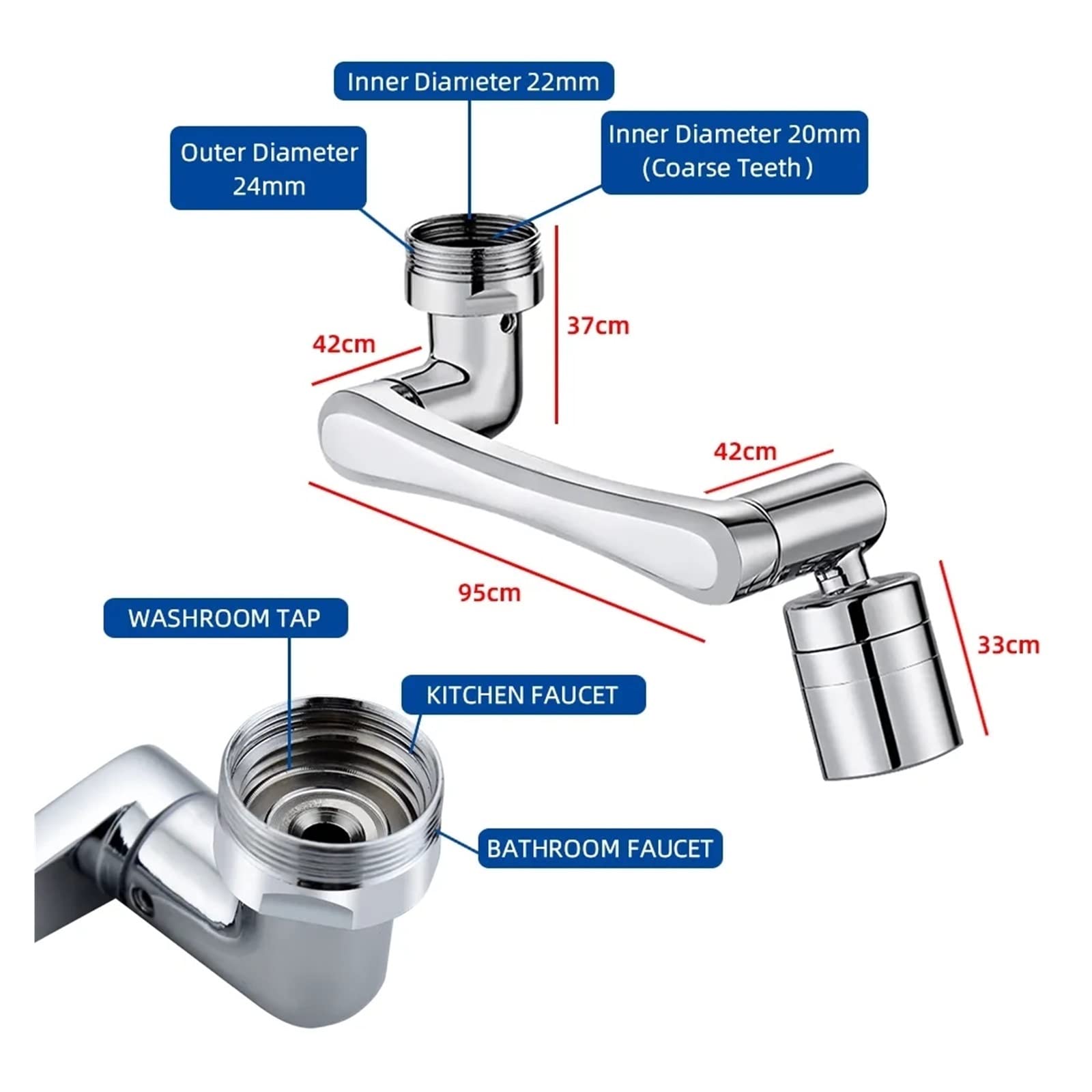 Miedziany Metal 1440 ° obrotowy kran Aerator Extender uniwersalny Bubbler filtr przeciw rozpryskom oszczędzanie dyszy wodnej do kuchni Well Made(2pcs-01)