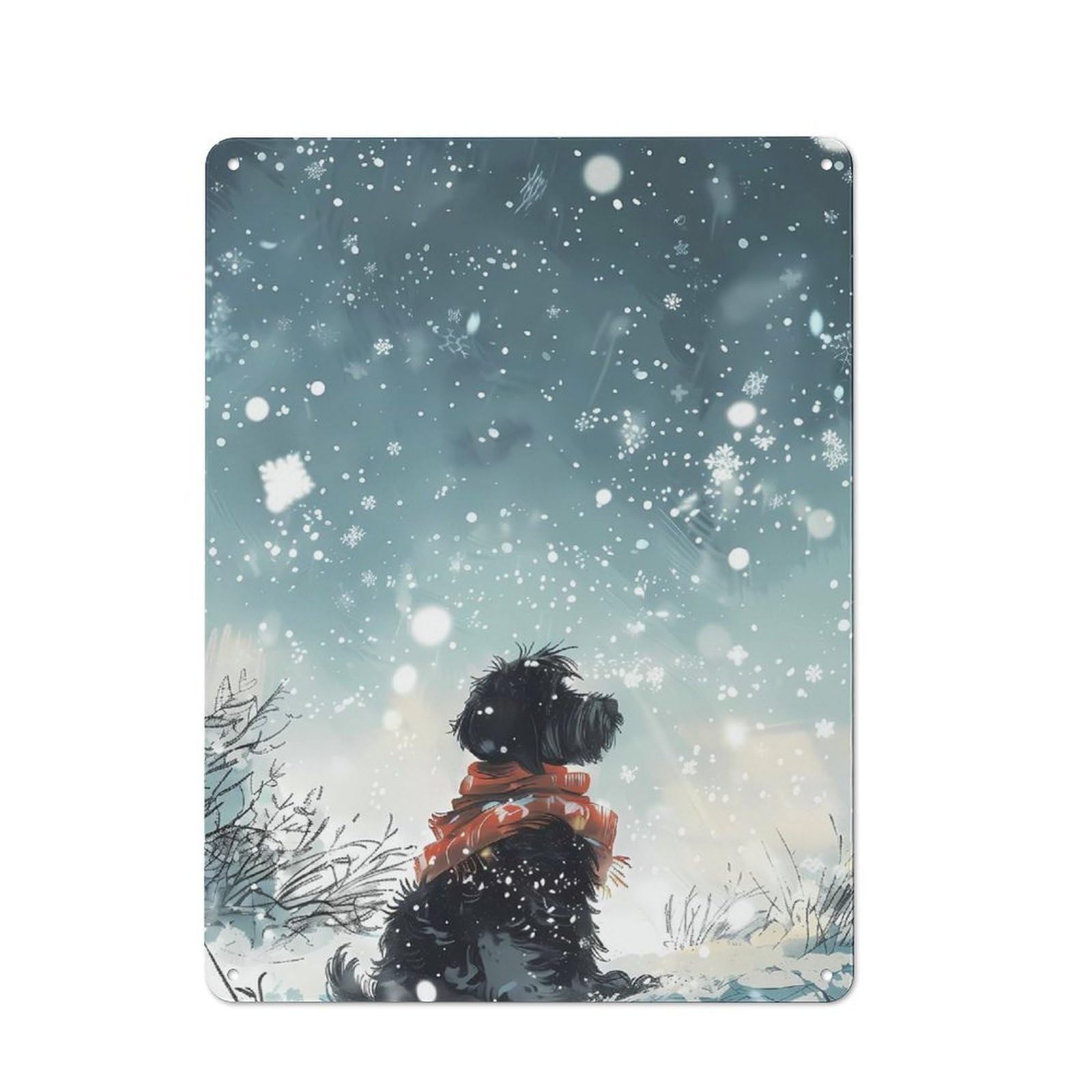 Junmoney Dog In Winter Wonderland Snow Retro-Style Metal Plaque 40X30cm For Garage Or Workshop, For Garage, Workshop And Man Cave Decoration