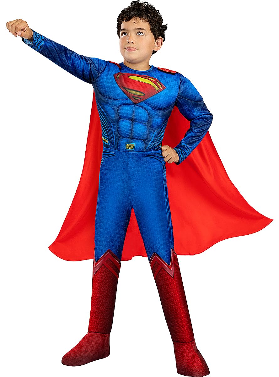 Funidelia | Disfraz de Superman deluxe - La Liga de la Justicia para niño Superhéroes, DC Comics - Disfraces para niños, accesorios para Fiestas, Carnaval y Halloween - Azul