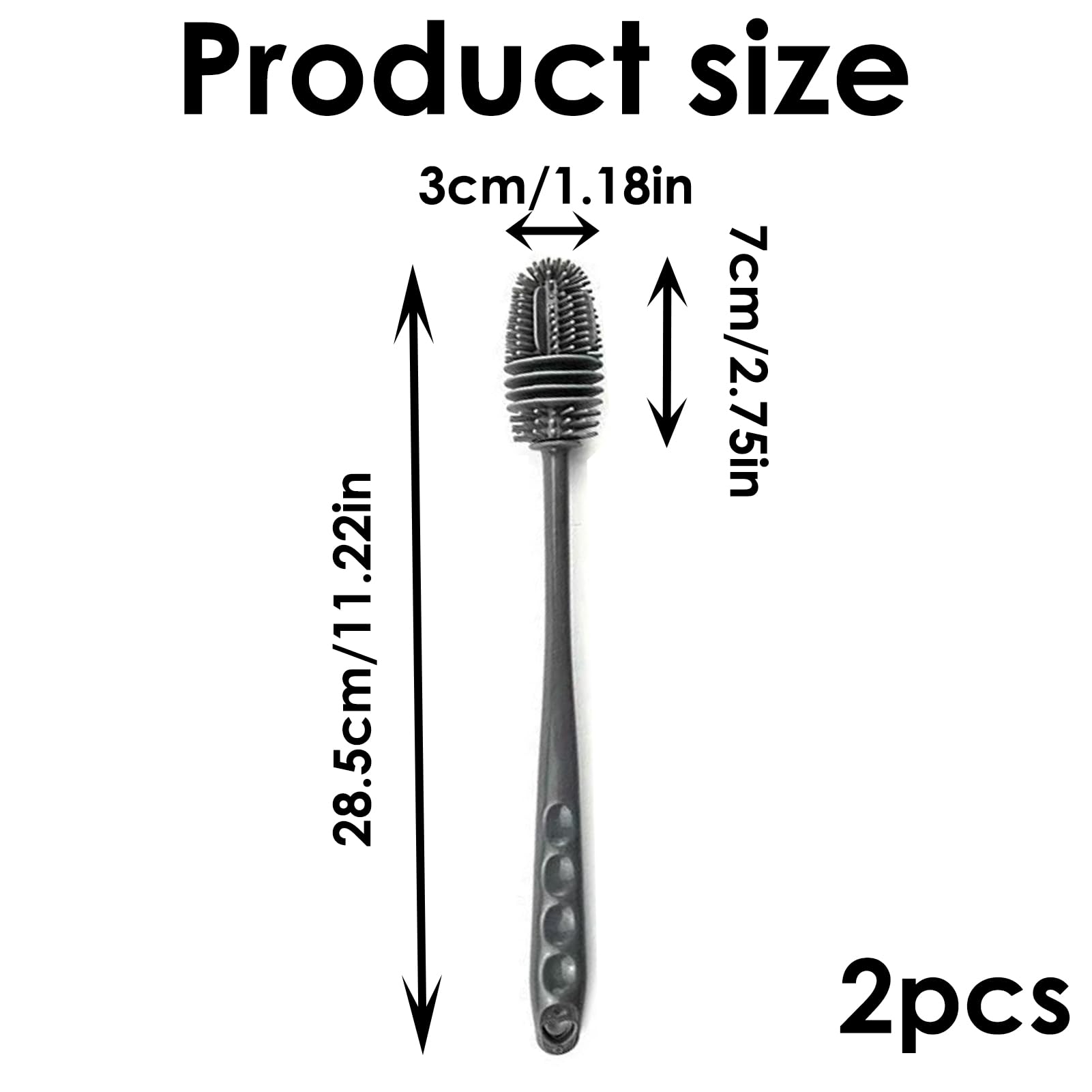 2 Spazzole In Silicone Per Bottiglie Con Manico Lungo 27,5 Cm - Per Pulizia Bicchieri, Tazze E Lavastoviglie - Foto 11