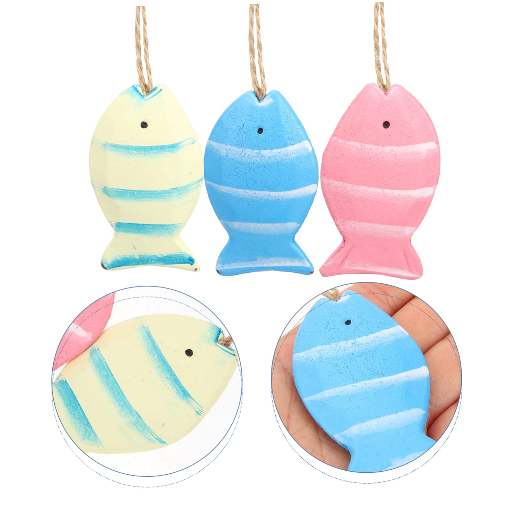 Amazon.co.jp: DECHOUS 6個木製 魚 壁掛け アンティーク調 彫刻